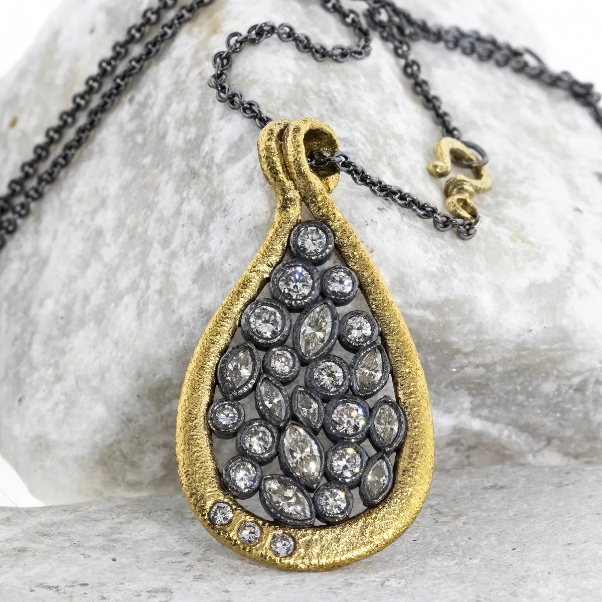 Custom Large Teardrop Diamond Pendant