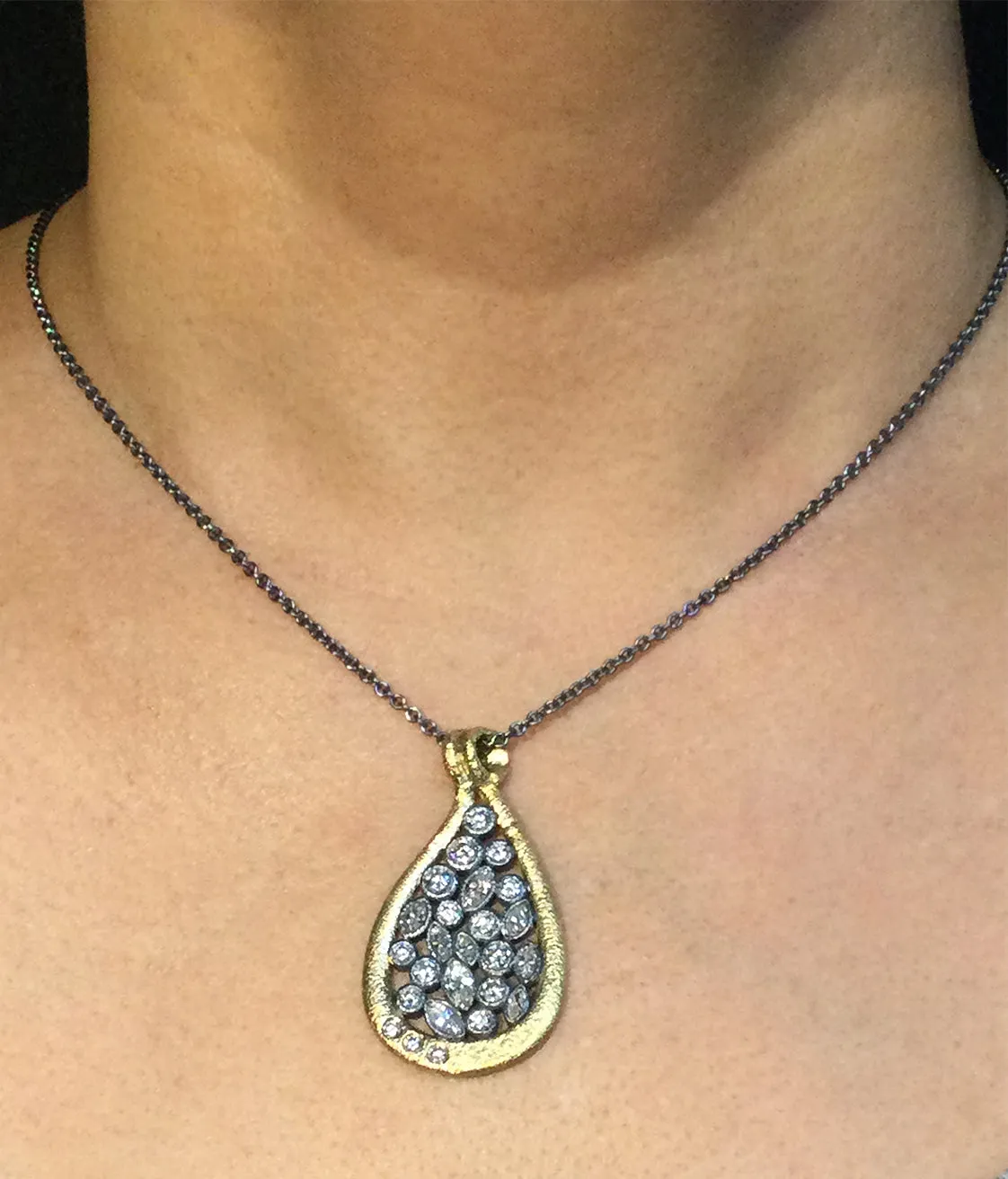 Custom Large Teardrop Diamond Pendant