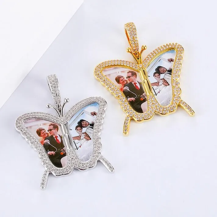 Custom Photo Butterfly Shape Necklace Pendant