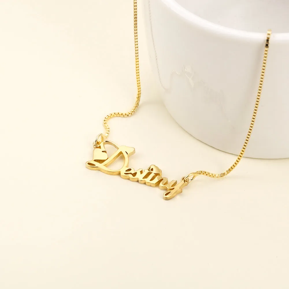 Custom Standard Name With Box Chain Necklace