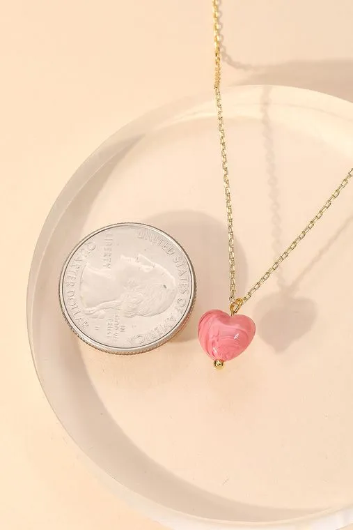 Dainty Chain Pearl Heart Pendant Necklace