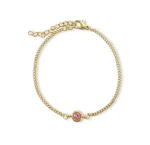 DELILAH GOLD DAINTY PINK TOURMALINE BIRTHSTONE BRACELET - OCTOBER