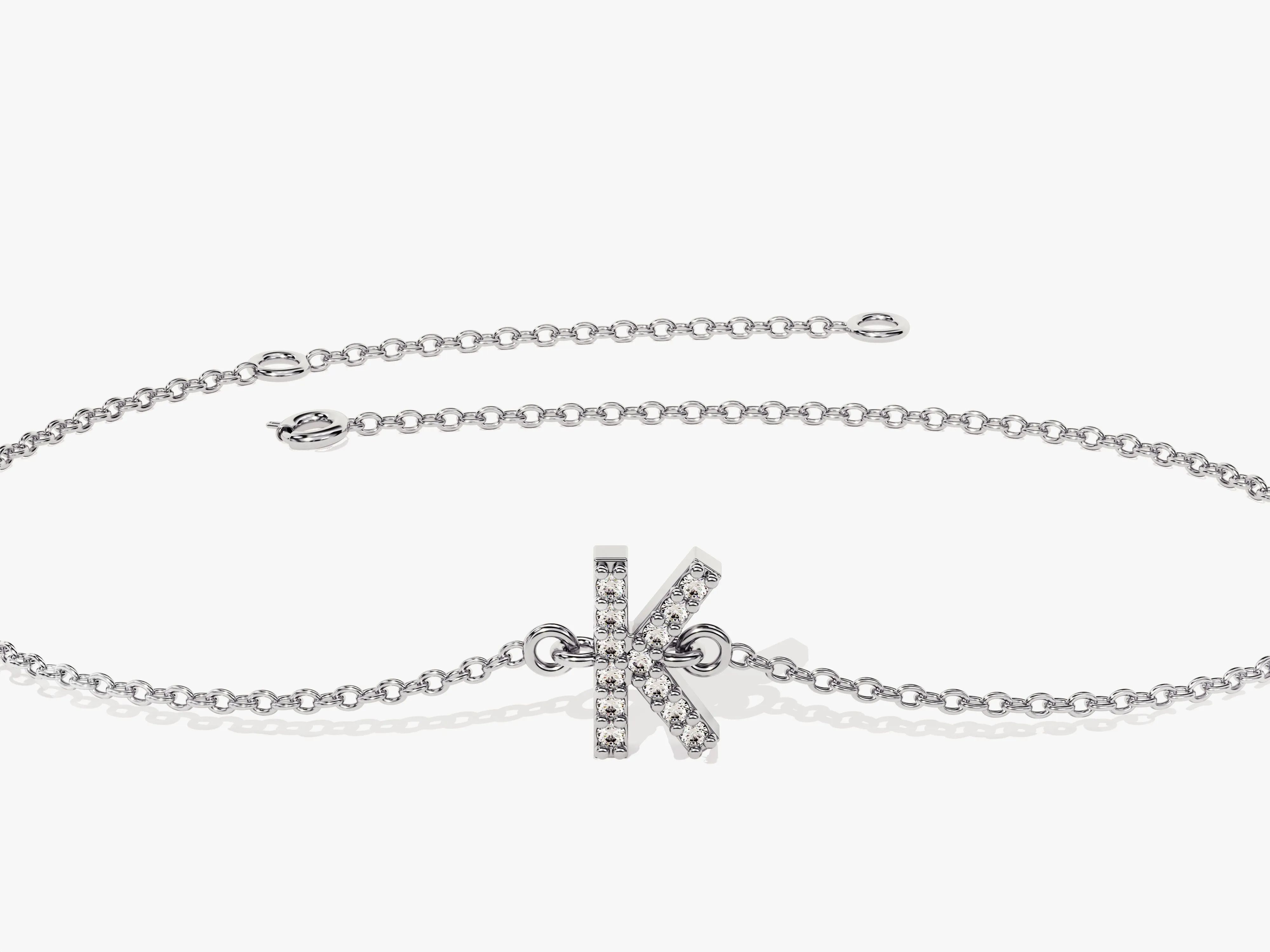 Diamond Initial Letter Bracelet in 14k Gold