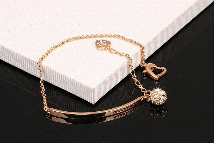 Double Fair OL Style CZ Diamond Ball Fashion Party Charm Bracelets & Bangles Rose Gold Plated Crystal Jewelry For Women