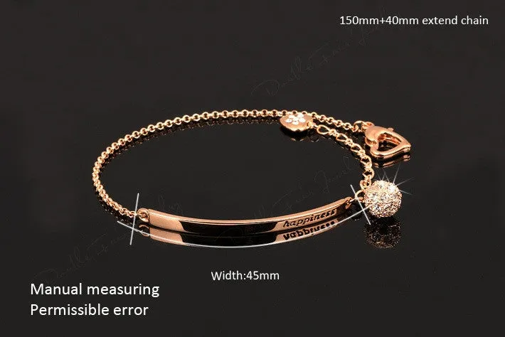 Double Fair OL Style CZ Diamond Ball Fashion Party Charm Bracelets & Bangles Rose Gold Plated Crystal Jewelry For Women