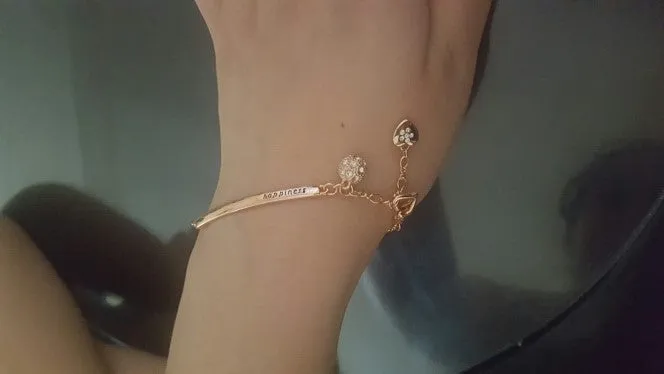 Double Fair OL Style CZ Diamond Ball Fashion Party Charm Bracelets & Bangles Rose Gold Plated Crystal Jewelry For Women