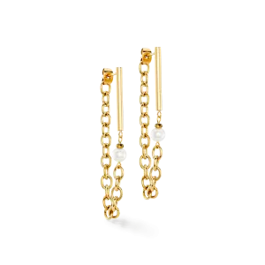 Earrings Chain & Pearl Fever white-gold