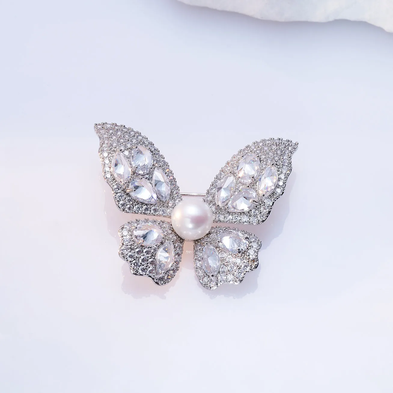 Elegant Freshwater Pearl Butterfly Brooch WC00068 | GARDENS