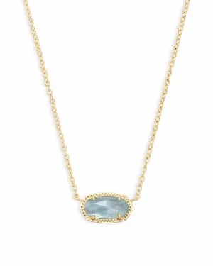 Elisa March Birthday Gold Necklace Light Blue Illusion