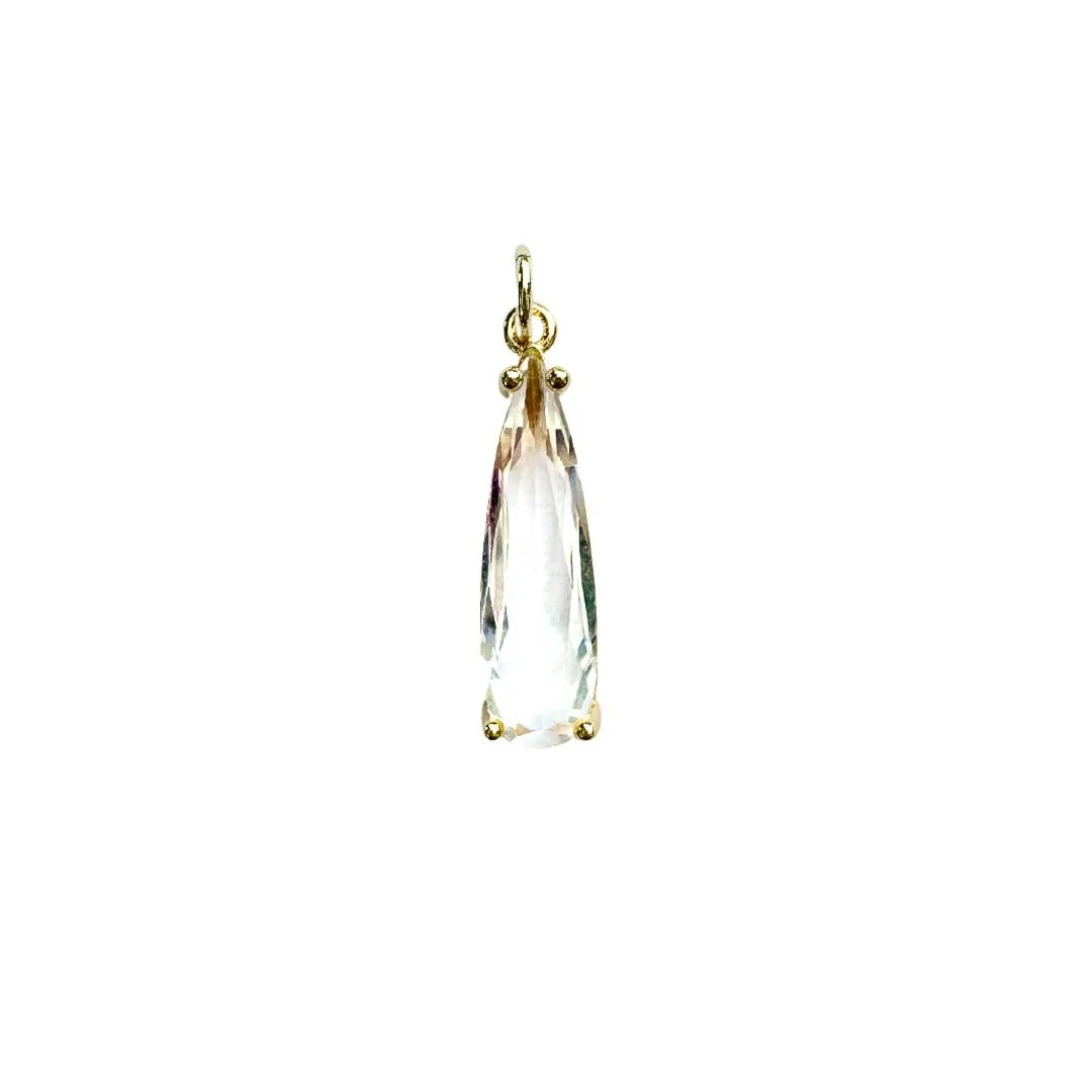 Elongated Clear Zircon Charm For Charm Necklace & Bracelet