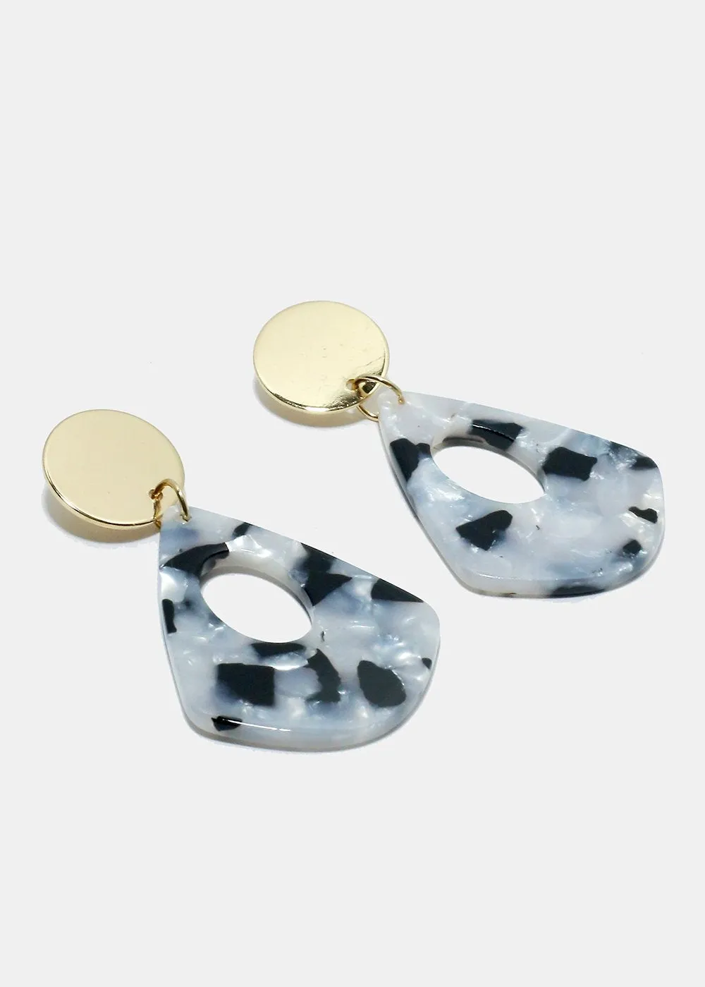 Enamel Teardrop Disk Earrings