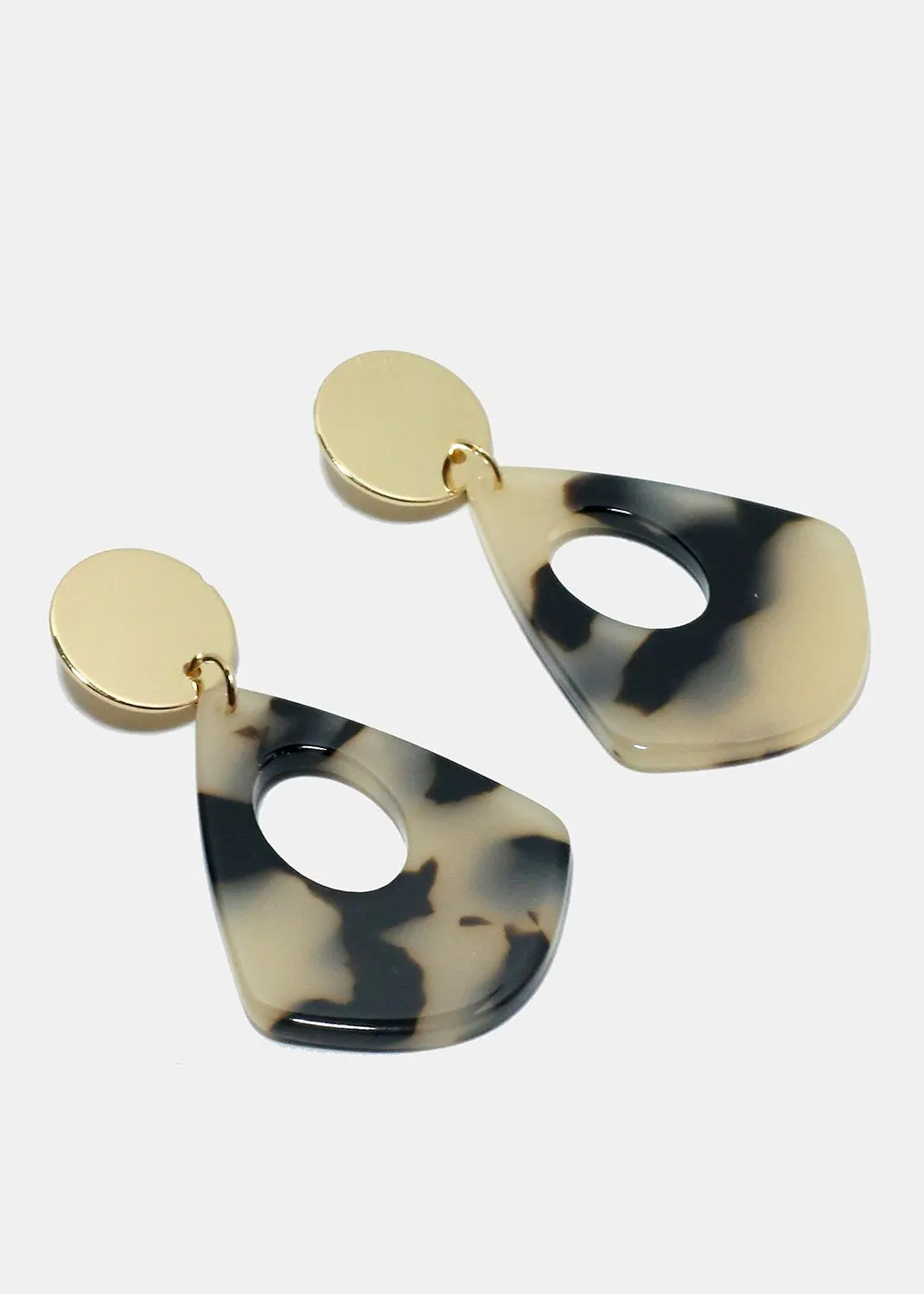 Enamel Teardrop Disk Earrings