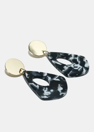 Enamel Teardrop Disk Earrings