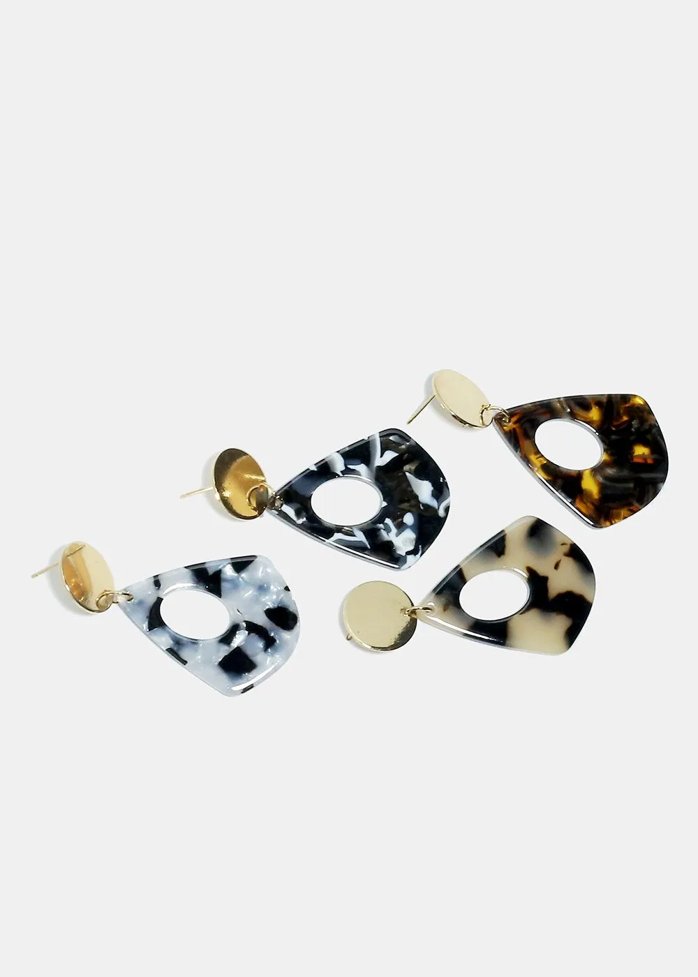 Enamel Teardrop Disk Earrings