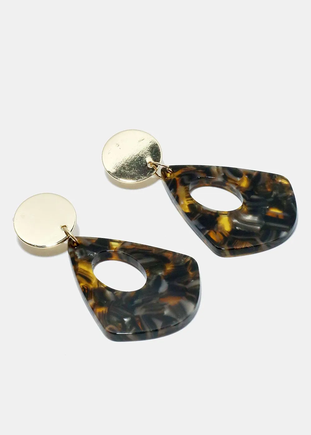 Enamel Teardrop Disk Earrings