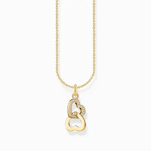 Essentials Sterling Silver Gold Plated Intertwined Hearts With Zirconia Necklace KE2267-414-14-L45V