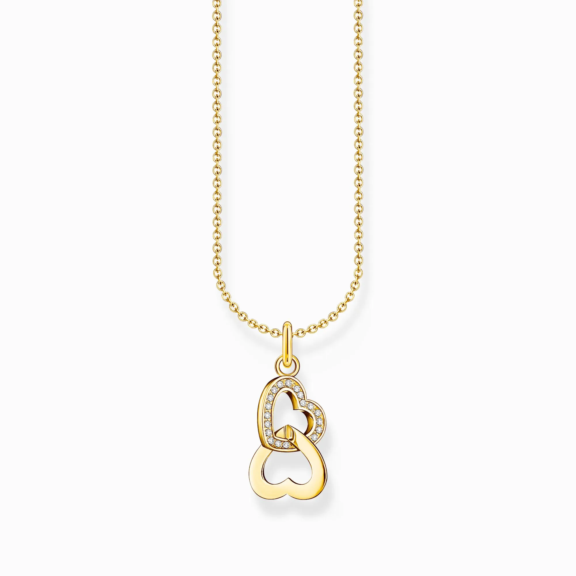 Essentials Sterling Silver Gold Plated Intertwined Hearts With Zirconia Necklace KE2267-414-14-L45V