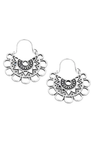 Ethnic Flower Disc Drop Earrings