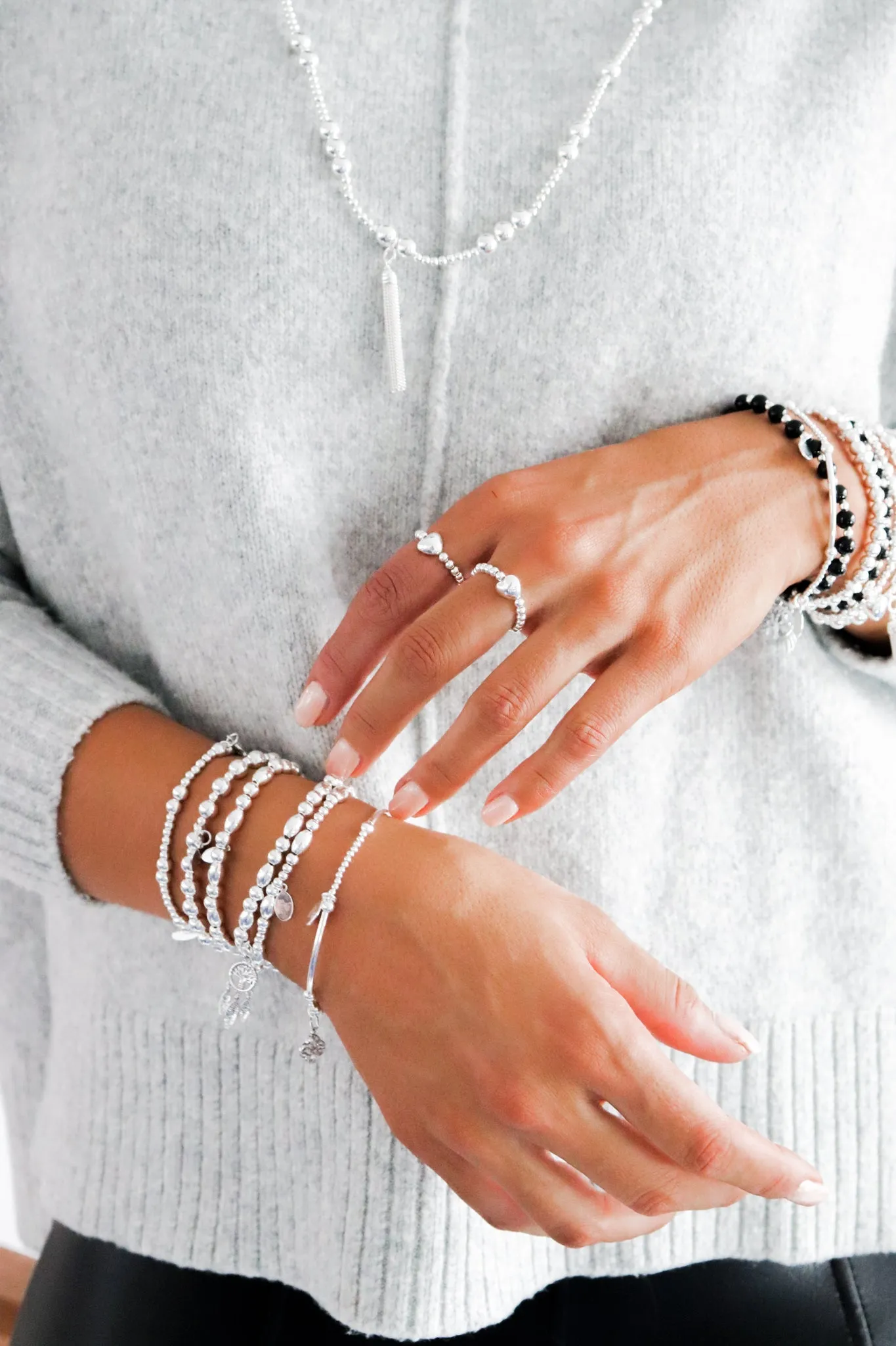 Faith Noodle Sterling Silver Stacking Bracelet