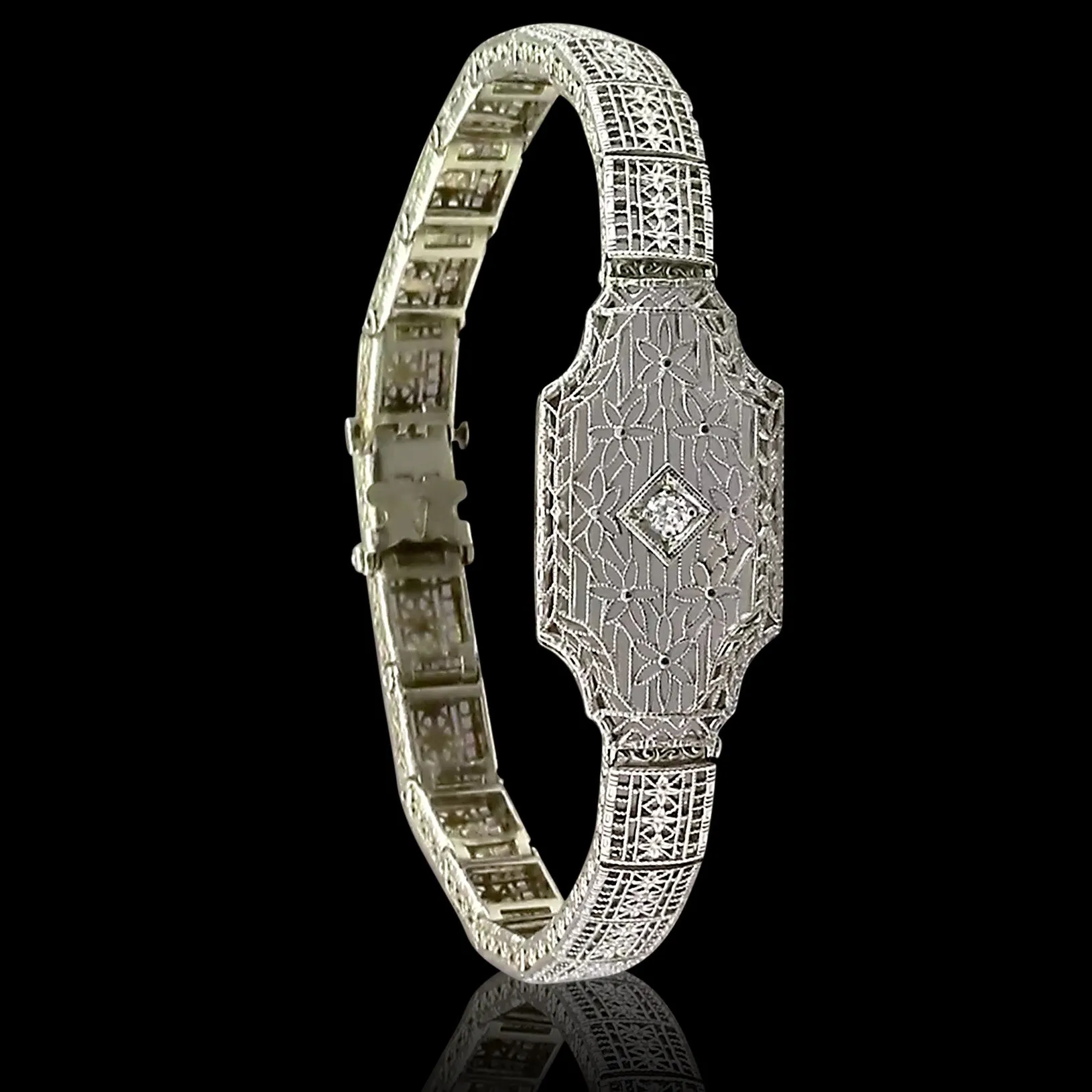 Filigree White Gold Diamond Bracelet