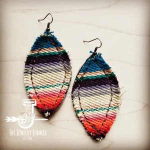 **Frayed Serape Earrings w/ Leather Backing-Multi 202b