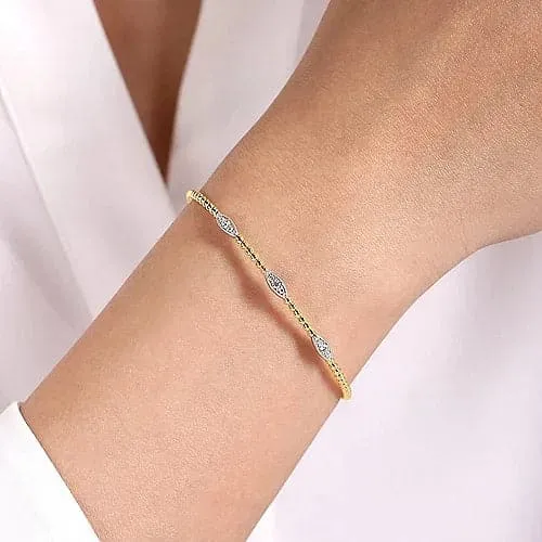 Gabriel & Co. White & Yellow Gold Bujukan Diamond Marquise Stations Bangle