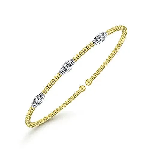 Gabriel & Co. White & Yellow Gold Bujukan Diamond Marquise Stations Bangle