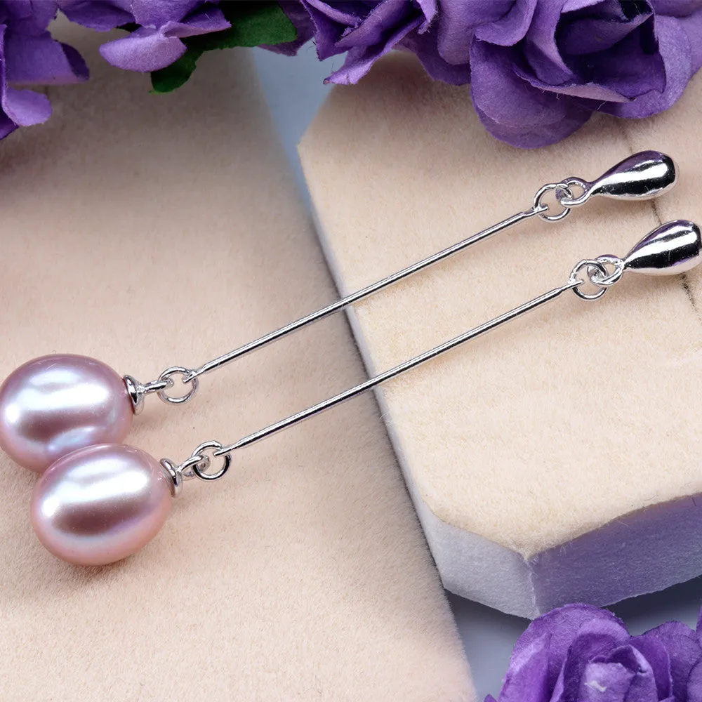 Genuine pearl earrings for women high quality 925 sterling silver long earrings freshwater pearl jewelry