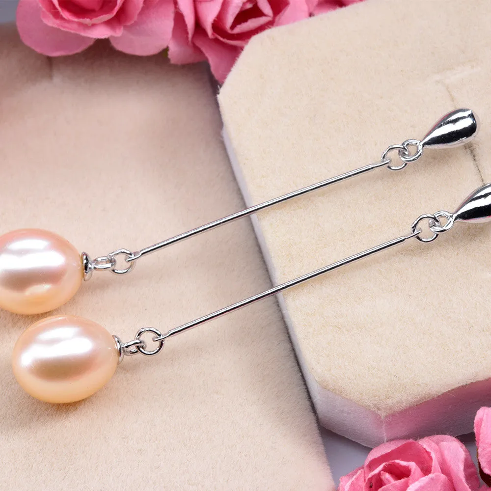 Genuine pearl earrings for women high quality 925 sterling silver long earrings freshwater pearl jewelry