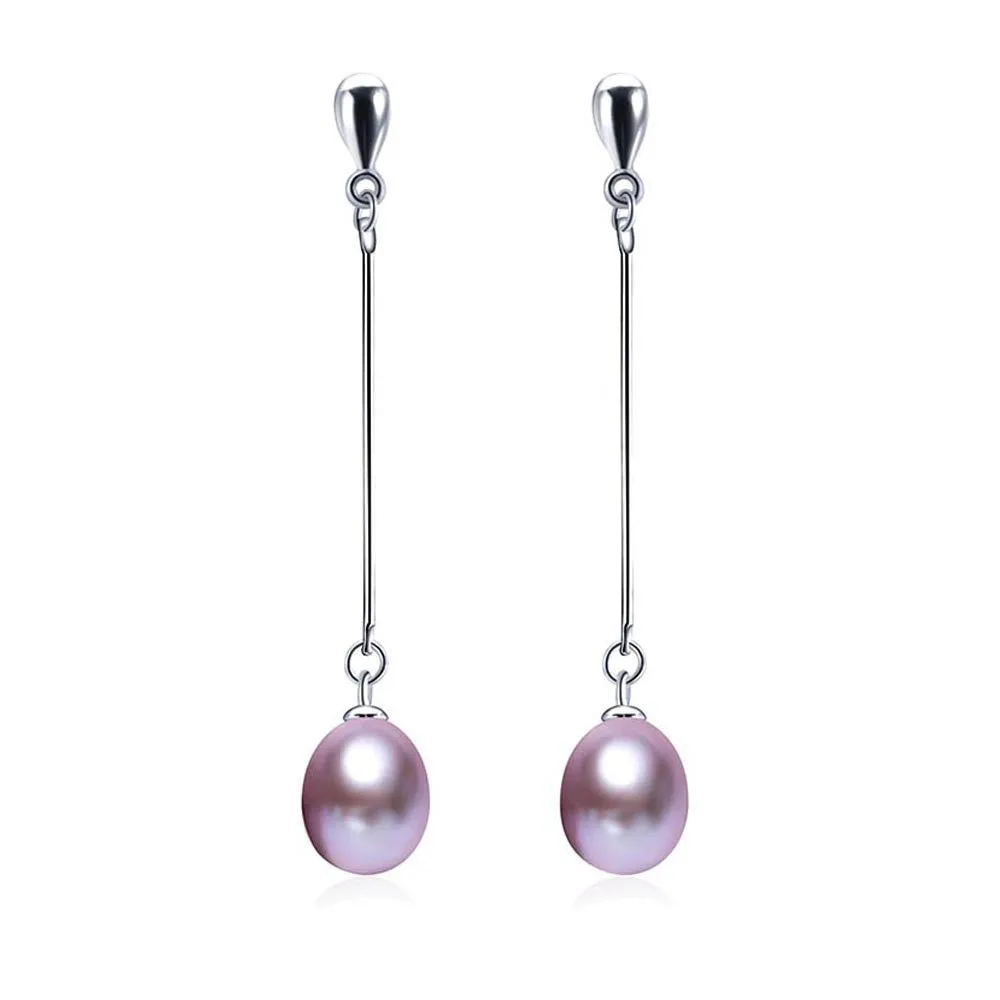 Genuine pearl earrings for women high quality 925 sterling silver long earrings freshwater pearl jewelry