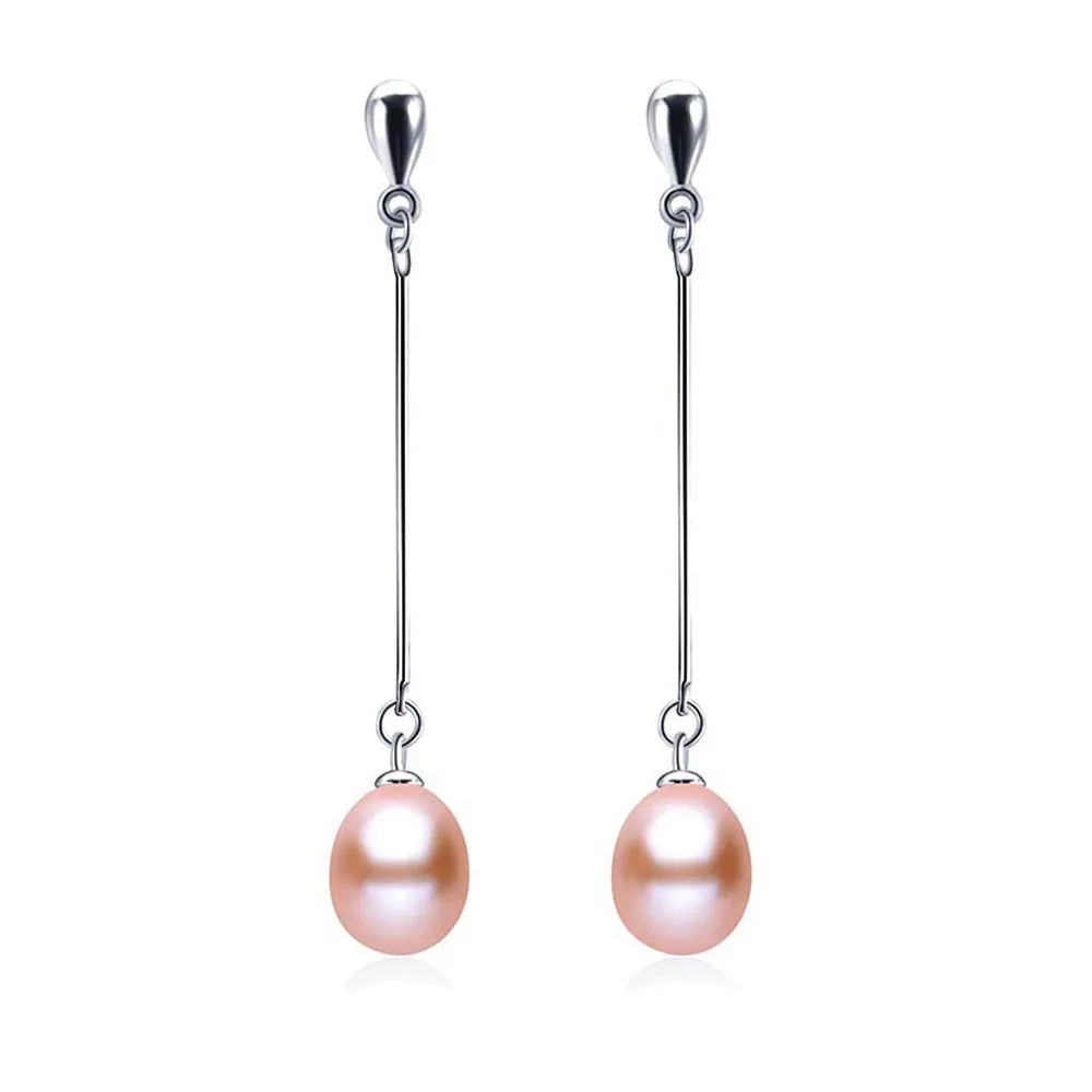 Genuine pearl earrings for women high quality 925 sterling silver long earrings freshwater pearl jewelry