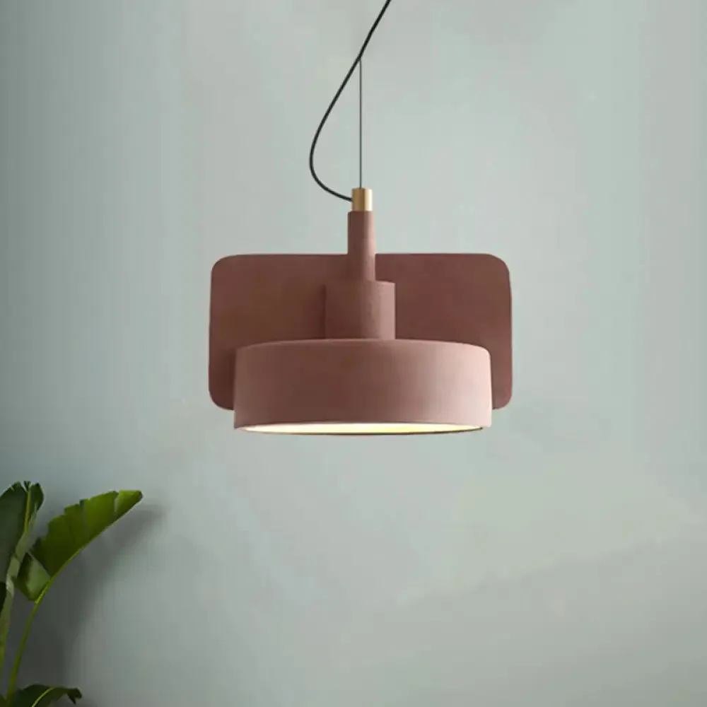 Geometric Industrial Cement Pendant Light - Grey/Beige/Pink, 1-Light, 6"/8"/9"W