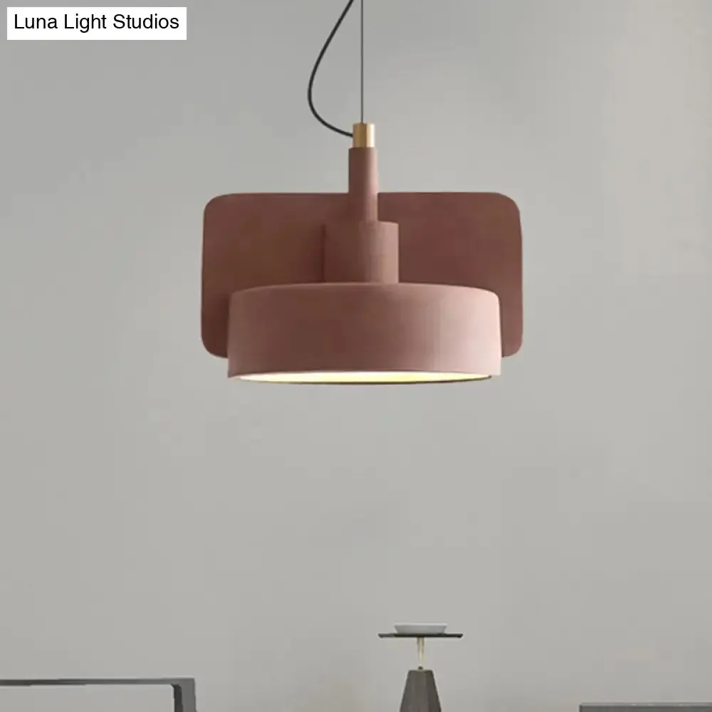 Geometric Industrial Cement Pendant Light - Grey/Beige/Pink, 1-Light, 6"/8"/9"W