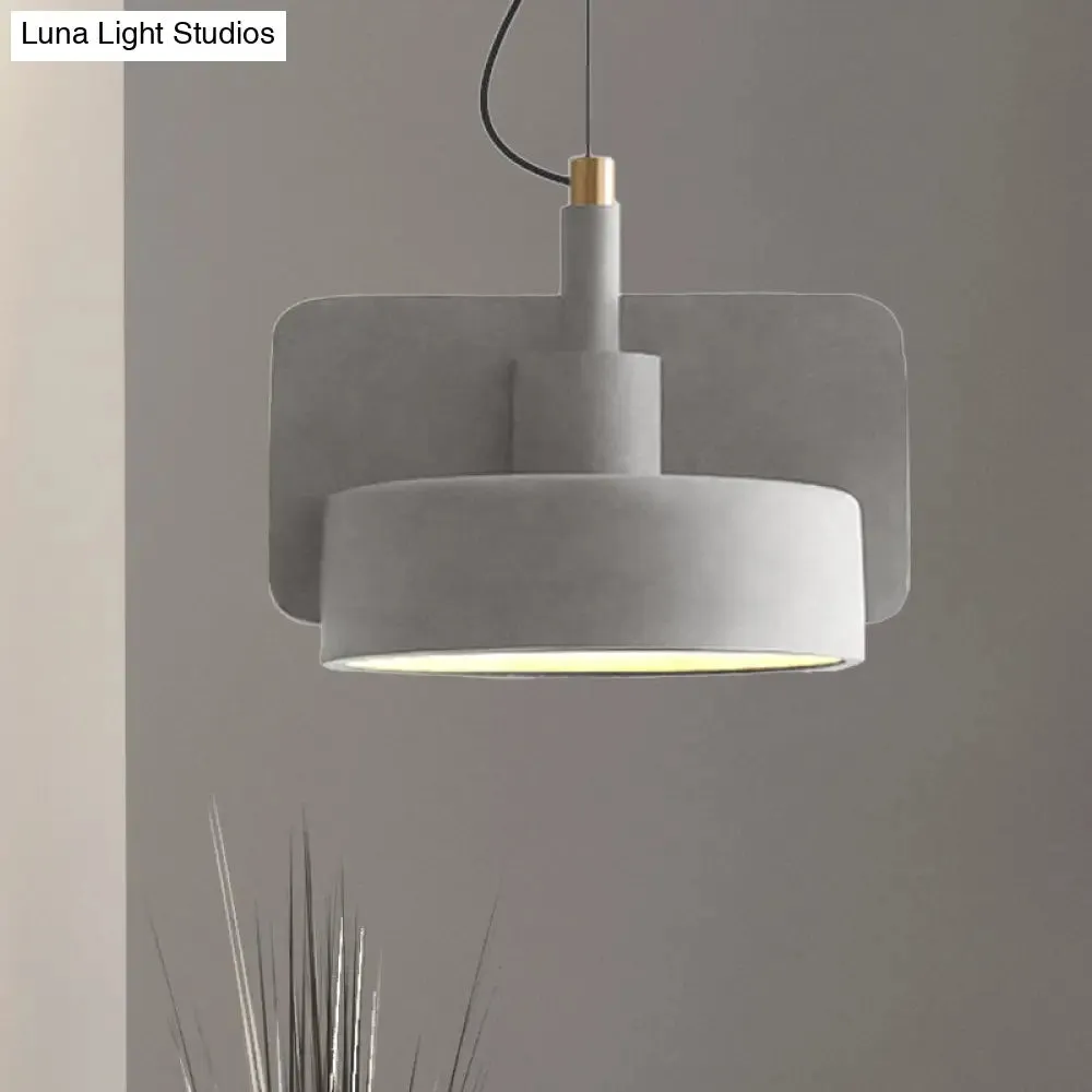 Geometric Industrial Cement Pendant Light - Grey/Beige/Pink, 1-Light, 6"/8"/9"W