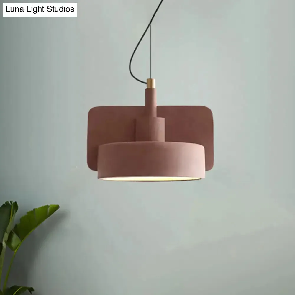 Geometric Industrial Cement Pendant Light - Grey/Beige/Pink, 1-Light, 6"/8"/9"W