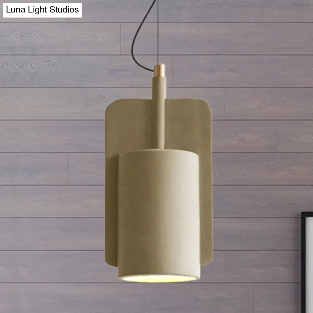 Geometric Industrial Cement Pendant Light - Grey/Beige/Pink, 1-Light, 6"/8"/9"W