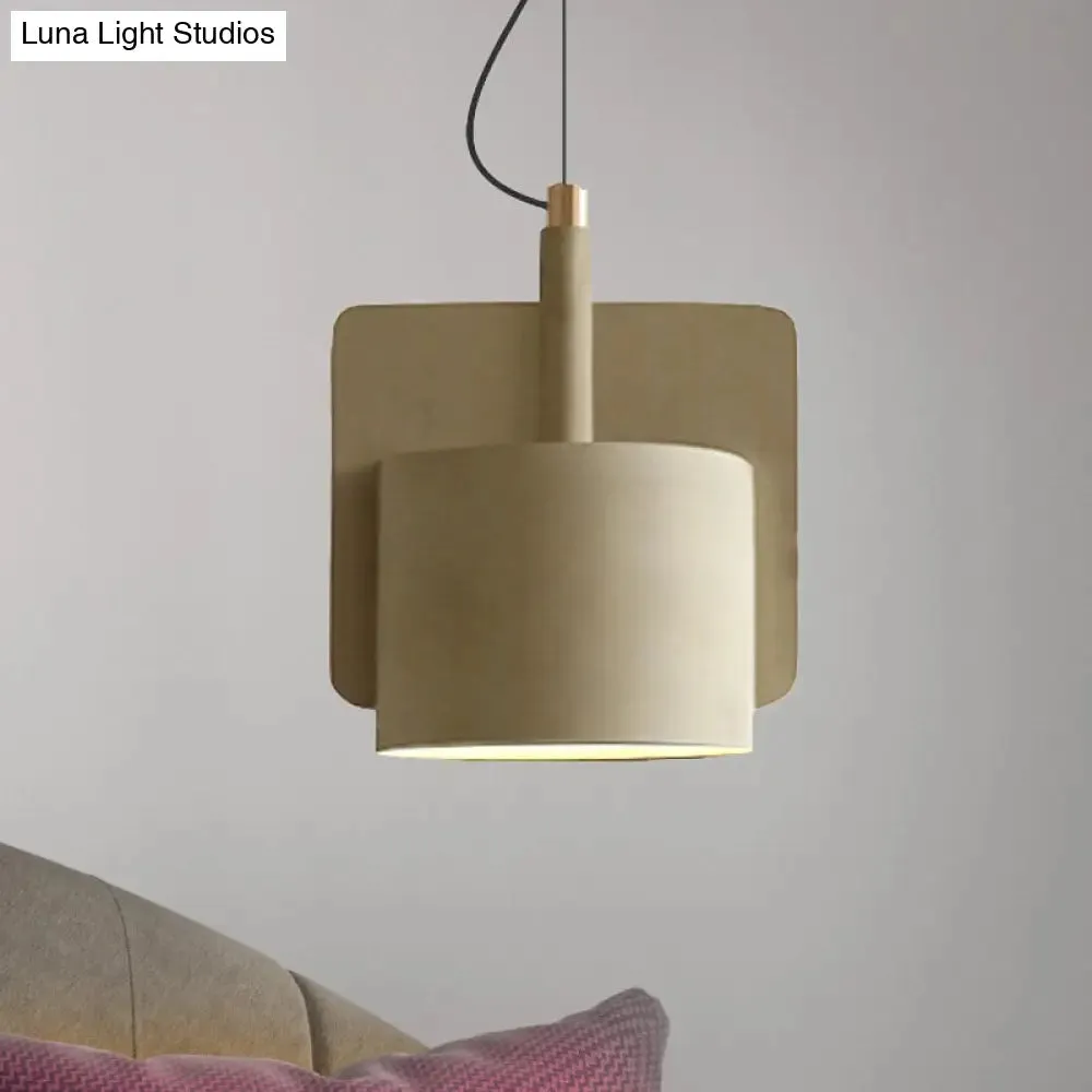 Geometric Industrial Cement Pendant Light - Grey/Beige/Pink, 1-Light, 6"/8"/9"W