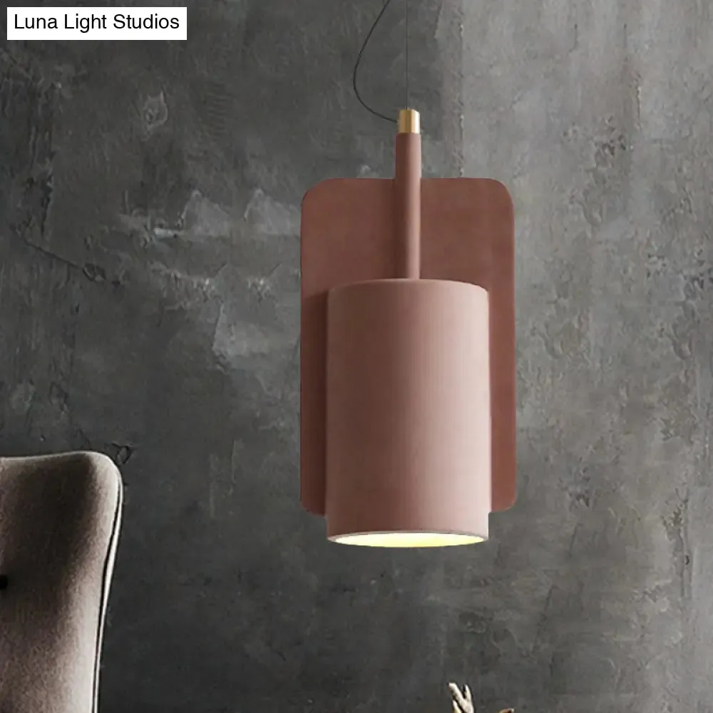 Geometric Industrial Cement Pendant Light - Grey/Beige/Pink, 1-Light, 6"/8"/9"W