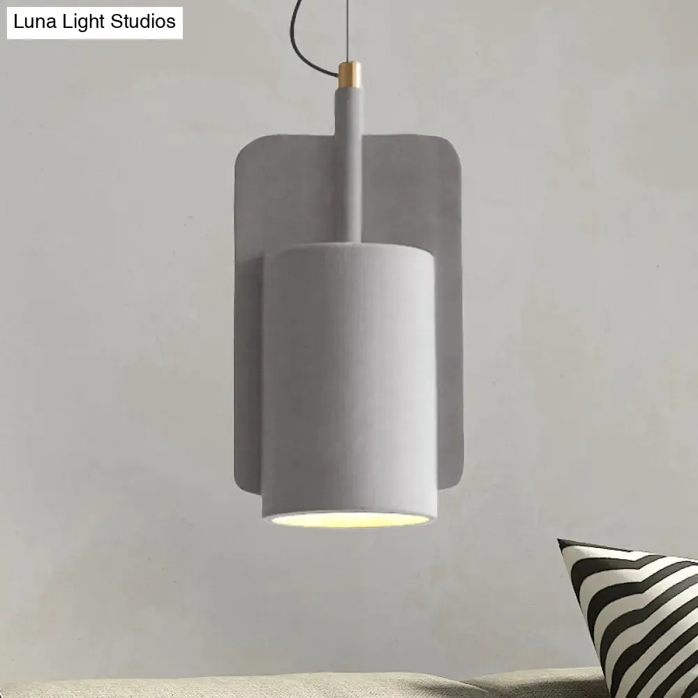 Geometric Industrial Cement Pendant Light - Grey/Beige/Pink, 1-Light, 6"/8"/9"W