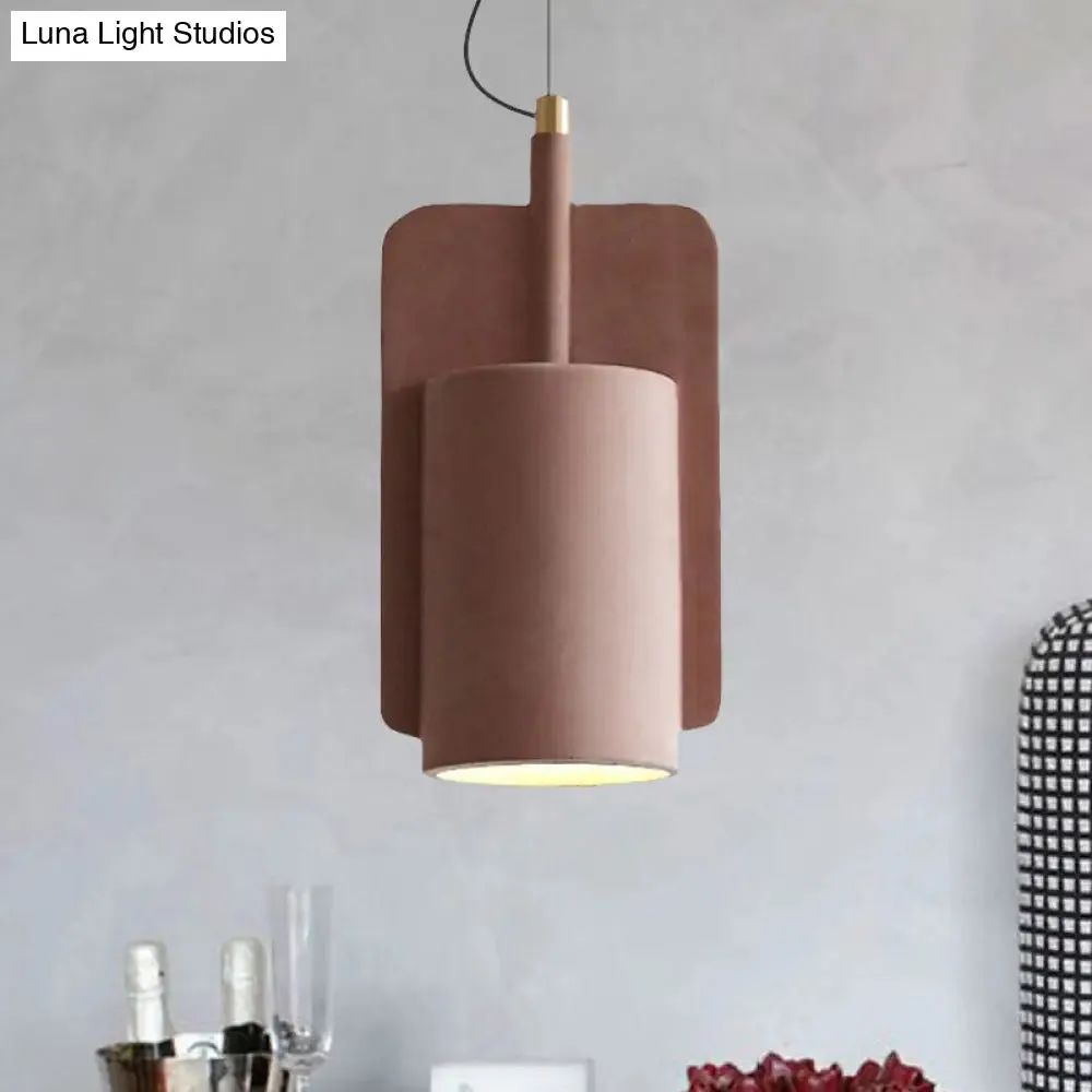 Geometric Industrial Cement Pendant Light - Grey/Beige/Pink, 1-Light, 6"/8"/9"W