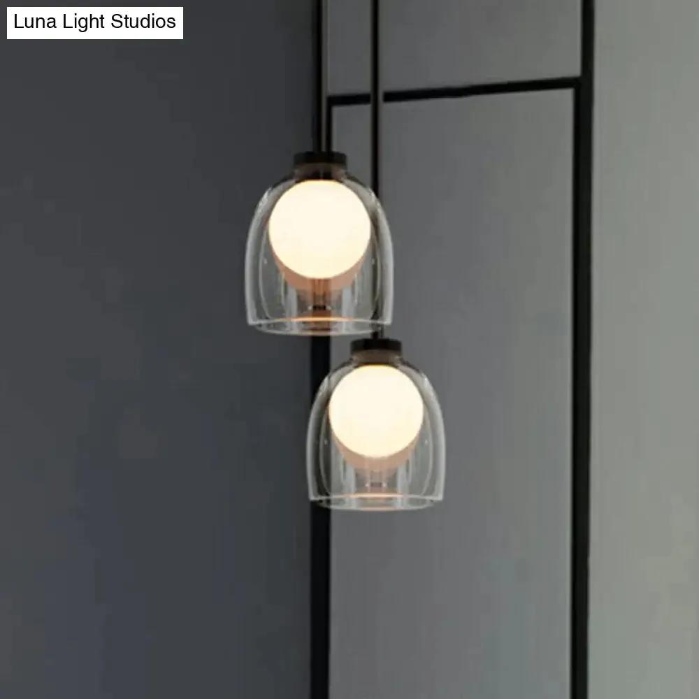 Glass Bell and Ball Suspension Lamp - Stylish Modern Pendant Light for Single Living Room