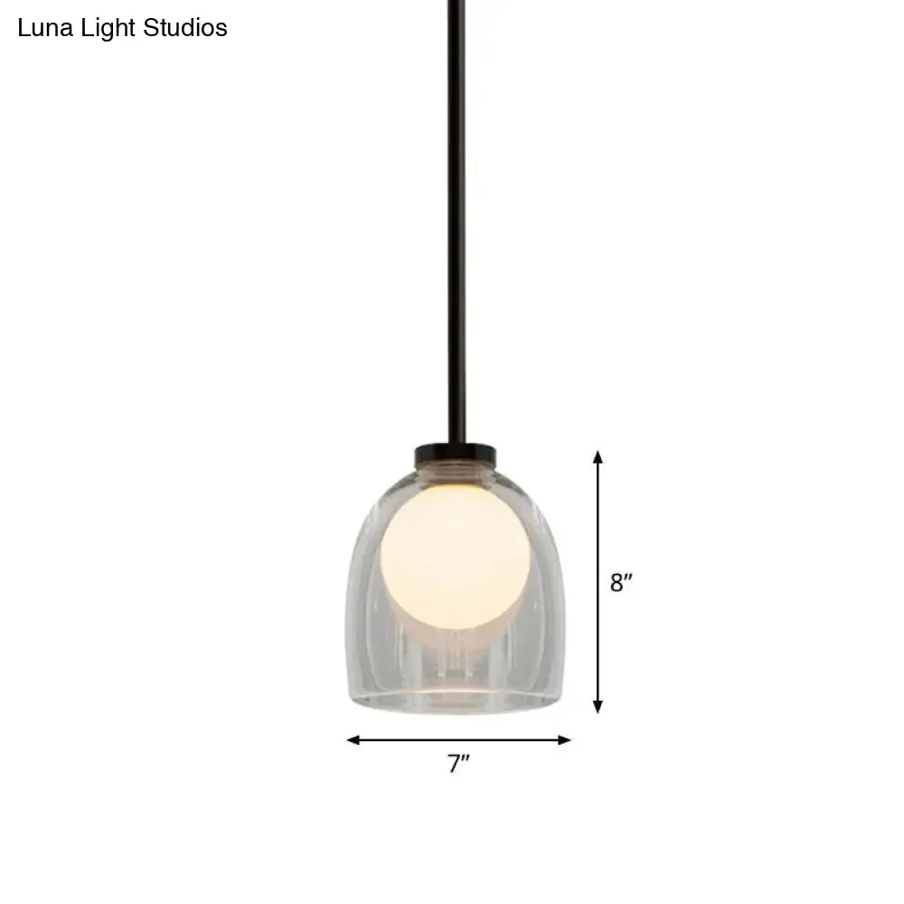 Glass Bell and Ball Suspension Lamp - Stylish Modern Pendant Light for Single Living Room