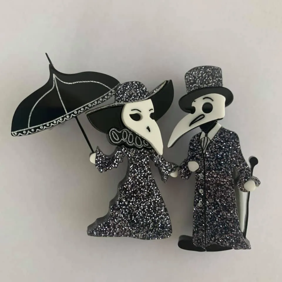 Glitter- Plague Doctor Couple - Brooches