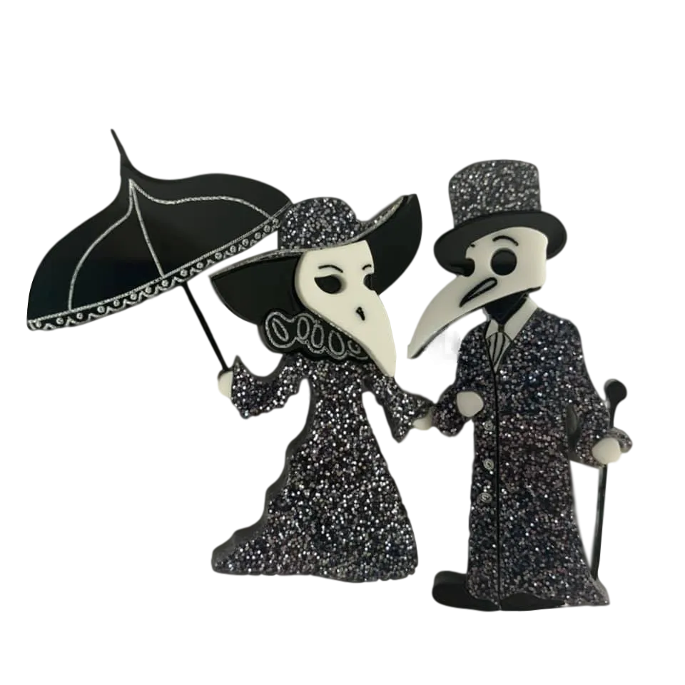 Glitter- Plague Doctor Couple - Brooches