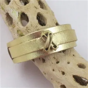 Gold Awareness Leather Bracelet