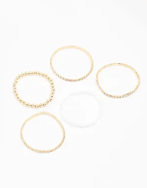 Gold Beaded Stretch Bracelet