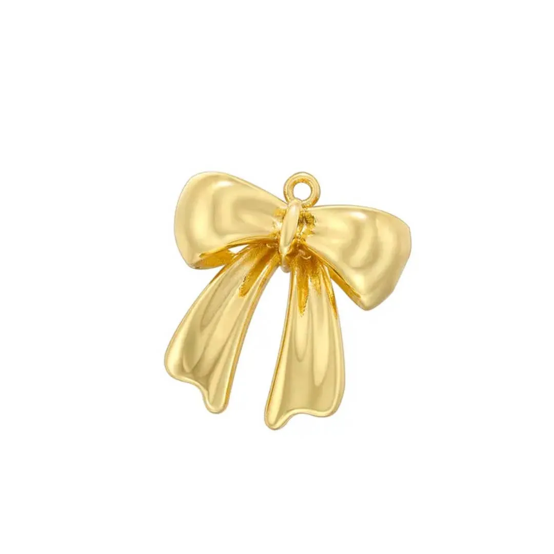 Gold Bow Charm For Charm Necklace & Bracelet