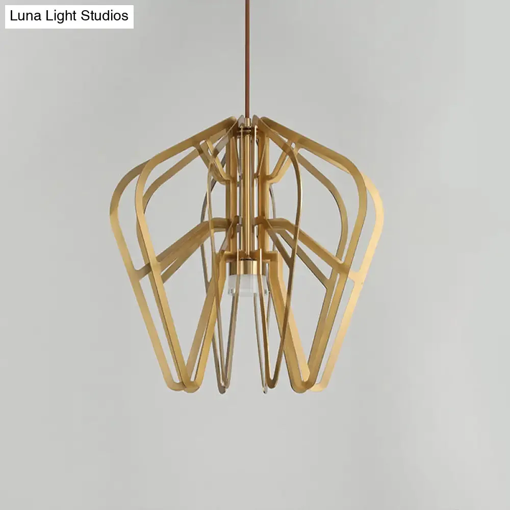 Gold Crown Shaped LED Bistro Drop Pendant | Postmodern Metal Hanging Light