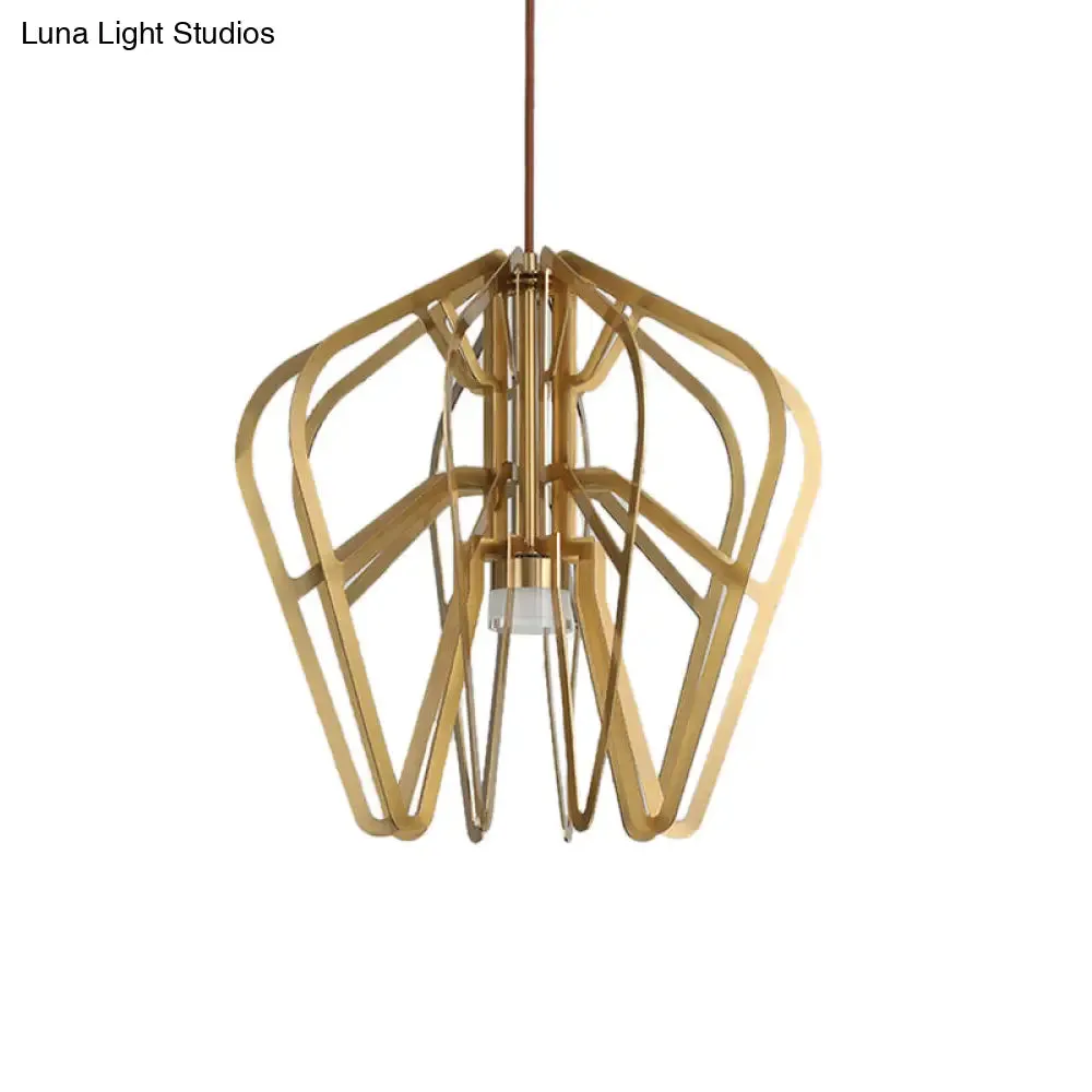 Gold Crown Shaped LED Bistro Drop Pendant | Postmodern Metal Hanging Light