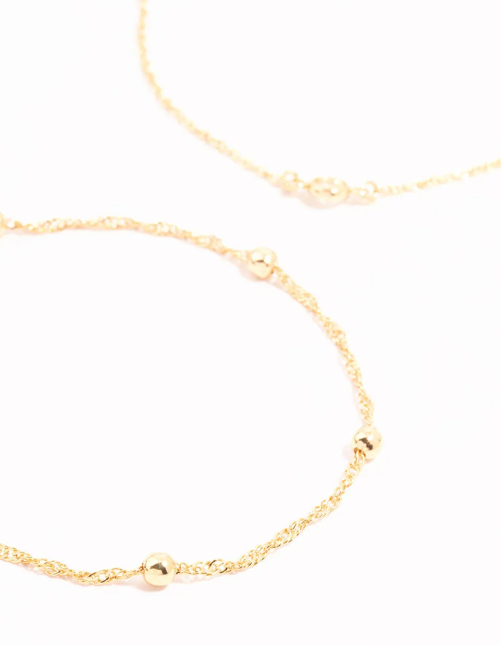 Gold Diamante & Ball Chain Bracelets 2-Pack